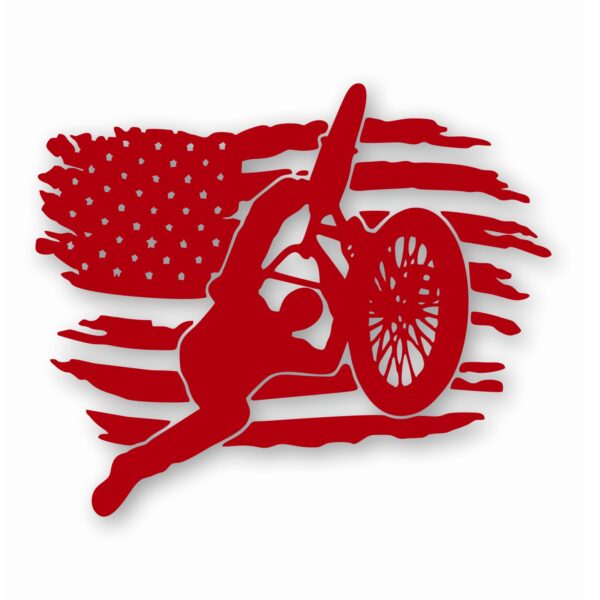 BMX Bike American Flag - Vinyl Decal Sticker - CHOOSE Size & Color