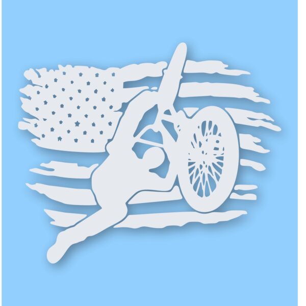 BMX Bike American Flag - Vinyl Decal Sticker - CHOOSE Size & Color