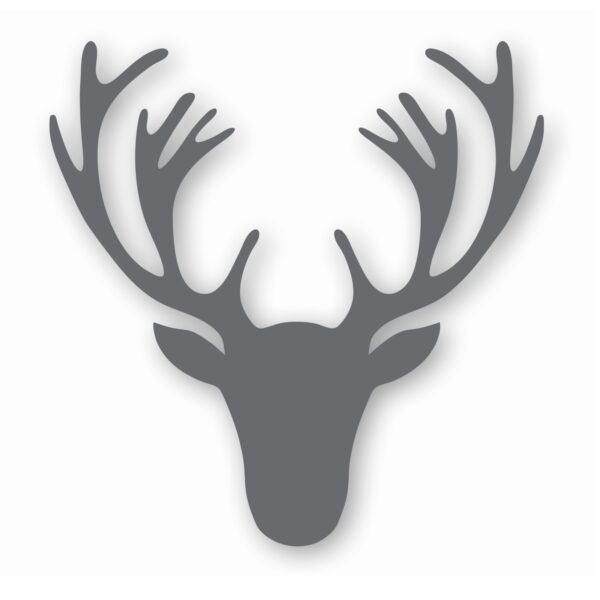 Deer Antler Head Silhouette - Vinyl Decal Sticker - CHOOSE Size & Color