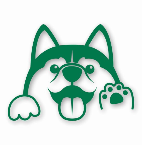 Husky Peeking Dog Wave - Vinyl Decal Sticker - CHOOSE Size & Color