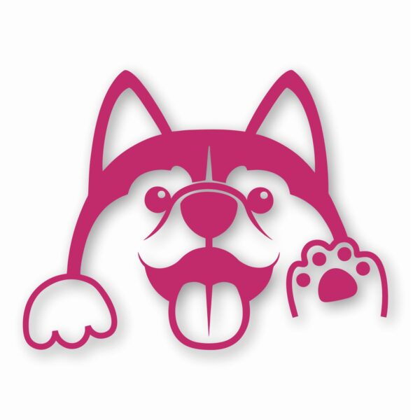 Husky Peeking Dog Wave - Vinyl Decal Sticker - CHOOSE Size & Color