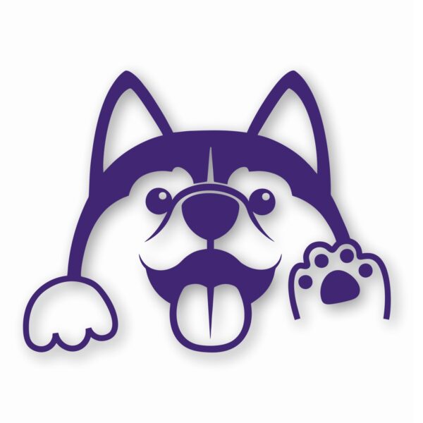 Husky Peeking Dog Wave - Vinyl Decal Sticker - CHOOSE Size & Color