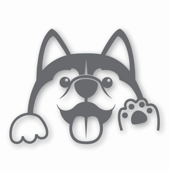 Husky Peeking Dog Wave - Vinyl Decal Sticker - CHOOSE Size & Color