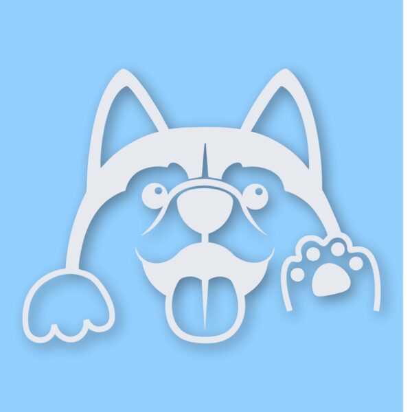Husky Peeking Dog Wave - Vinyl Decal Sticker - CHOOSE Size & Color