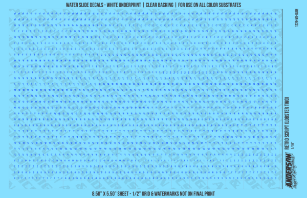 ASG Waterslide Decals - Retro Script Lettering Numbers 1/16"