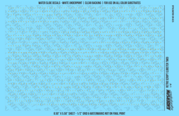 ASG Waterslide Decals - Retro Script Lettering Numbers 1/16"