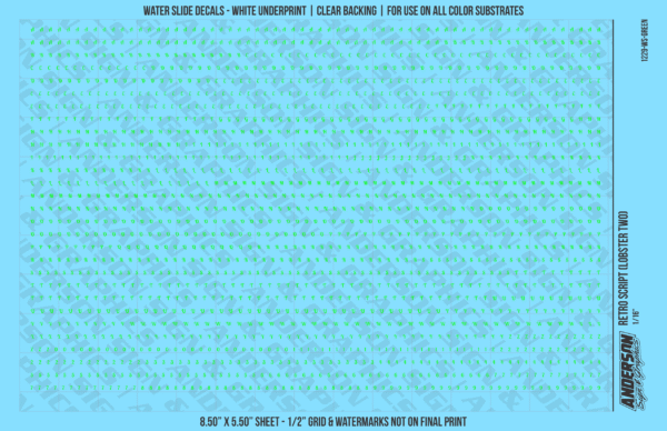 ASG Waterslide Decals - Retro Script Lettering Numbers 1/16"