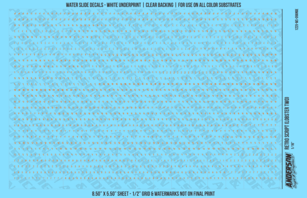 ASG Waterslide Decals - Retro Script Lettering Numbers 1/16"