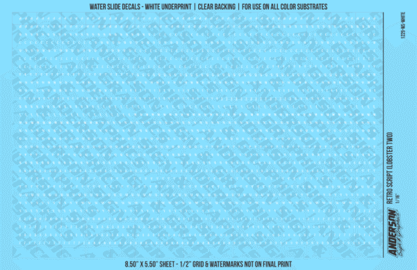 ASG Waterslide Decals - Retro Script Lettering Numbers 1/16"