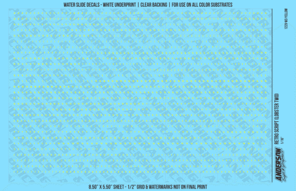 ASG Waterslide Decals - Retro Script Lettering Numbers 1/16"