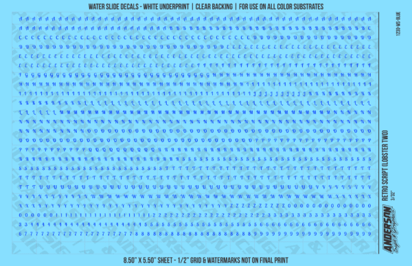 ASG Waterslide Decals - Retro Script Lettering Numbers 3/32"