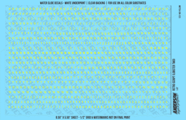 ASG Waterslide Decals - Retro Script Lettering Numbers 1/8"