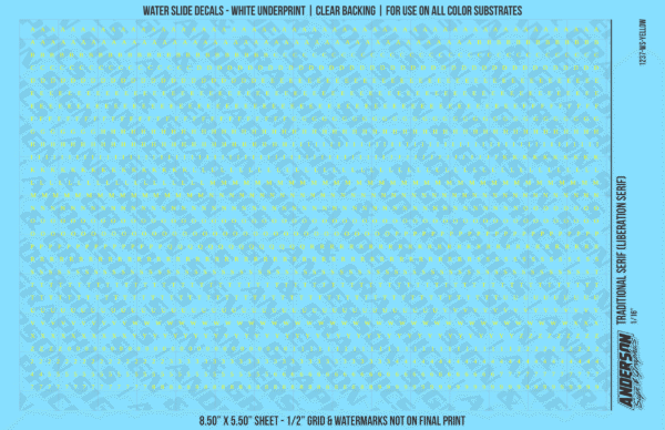 ASG Waterslide Decals - Traditional Serif Lettering Numbers 1/16"