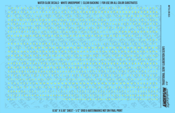 ASG Waterslide Decals - Traditional Serif Lettering Numbers 3/32"