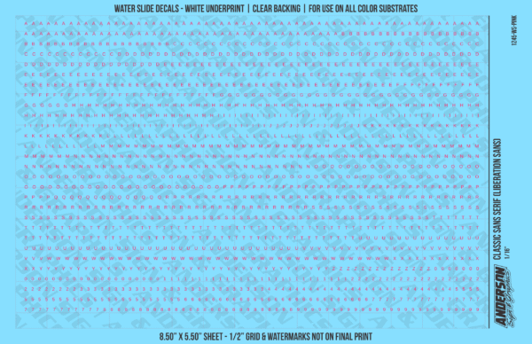 ASG Waterslide Decals - Classic Sans Serif Lettering Numbers 1/16"