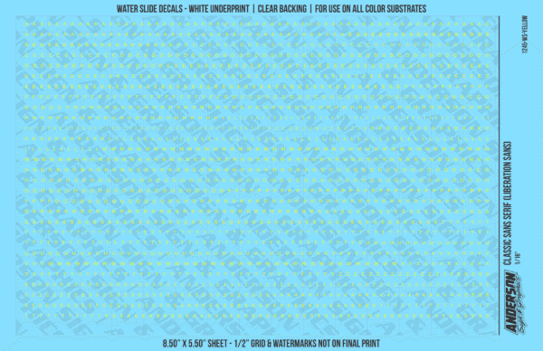 ASG Waterslide Decals - Classic Sans Serif Lettering Numbers 1/16"