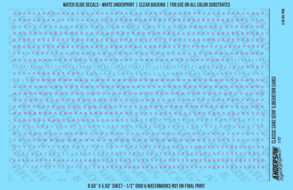 ASG Waterslide Decals - Classic Sans Serif Lettering Numbers 3/32"