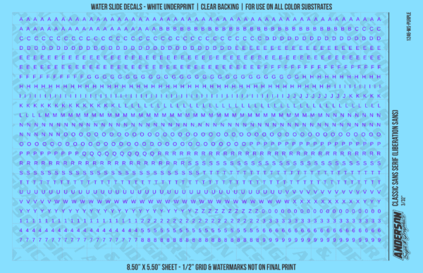 ASG Waterslide Decals - Classic Sans Serif Lettering Numbers 3/32"