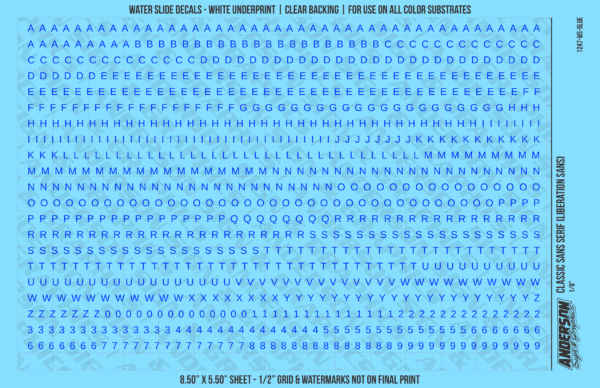 ASG Waterslide Decals - Classic Sans Serif Lettering Numbers 1/8"