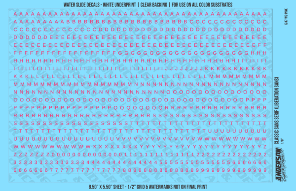 ASG Waterslide Decals - Classic Sans Serif Lettering Numbers 1/8"