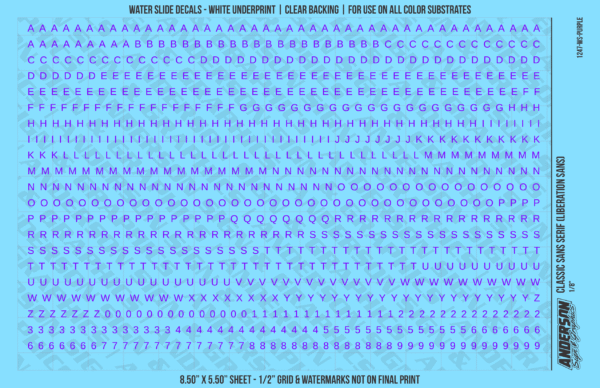 ASG Waterslide Decals - Classic Sans Serif Lettering Numbers 1/8"