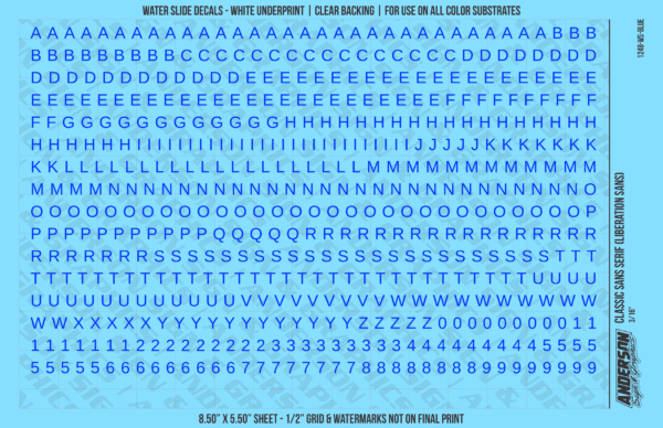 ASG Waterslide Decals - Classic Sans Serif Lettering Numbers 3/16"