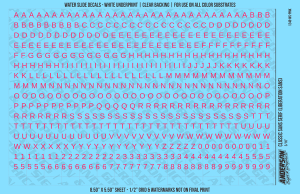 ASG Waterslide Decals - Classic Sans Serif Lettering Numbers 3/16"