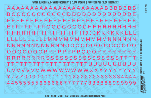 ASG Waterslide Decals - Classic Sans Serif Lettering Numbers 1/4"