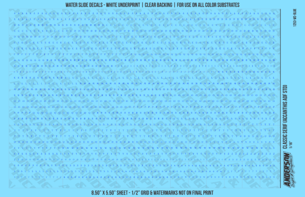 ASG Waterslide Decals - Classic Serif Lettering Numbers 1/16"