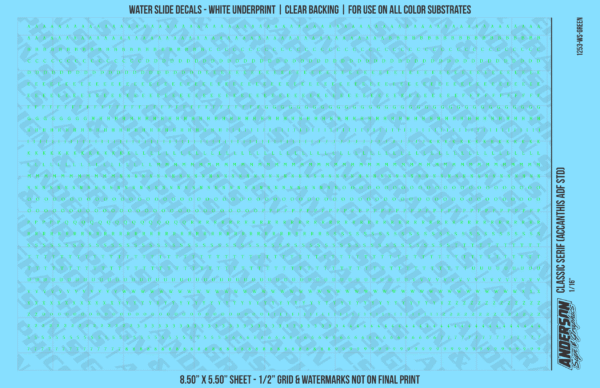 ASG Waterslide Decals - Classic Serif Lettering Numbers 1/16"