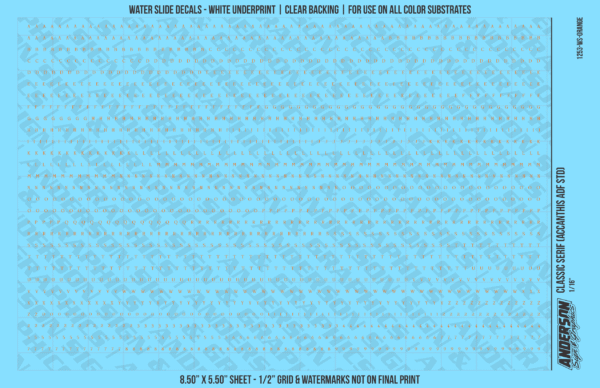 ASG Waterslide Decals - Classic Serif Lettering Numbers 1/16"
