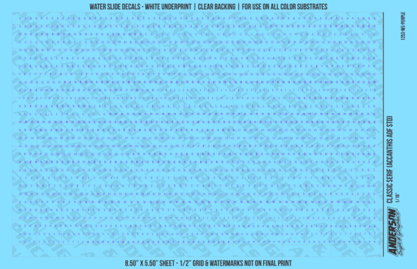 ASG Waterslide Decals - Classic Serif Lettering Numbers 1/16"