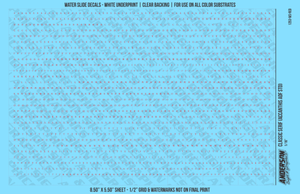 ASG Waterslide Decals - Classic Serif Lettering Numbers 1/16"