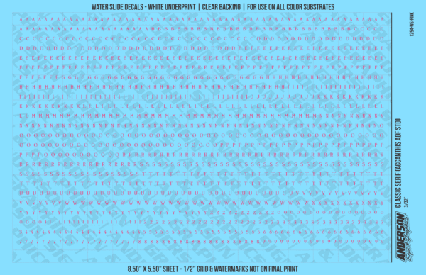 ASG Waterslide Decals - Classic Serif Lettering Numbers 3/32"