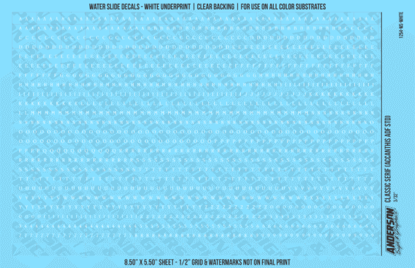 ASG Waterslide Decals - Classic Serif Lettering Numbers 3/32"