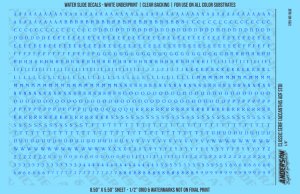 ASG Waterslide Decals - Classic Serif Lettering Numbers 1/8"