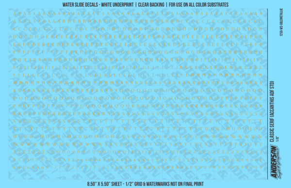 ASG Waterslide Decals - Classic Serif Lettering Numbers 1/8"