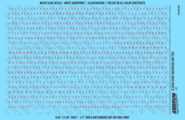 ASG Waterslide Decals - Classic Serif Lettering Numbers 1/8"