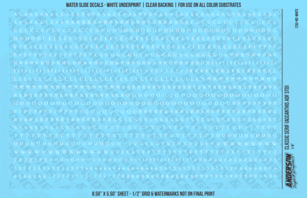 ASG Waterslide Decals - Classic Serif Lettering Numbers 1/8"