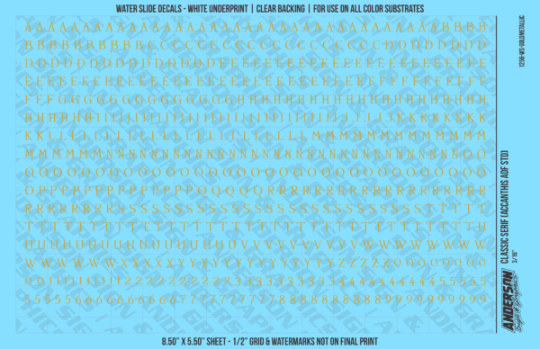 ASG Waterslide Decals - Classic Serif Lettering Numbers 3/16"