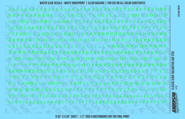 ASG Waterslide Decals - Classic Serif Lettering Numbers 3/16"