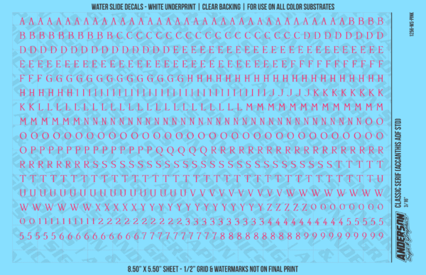 ASG Waterslide Decals - Classic Serif Lettering Numbers 3/16"
