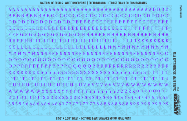 ASG Waterslide Decals - Classic Serif Lettering Numbers 3/16"
