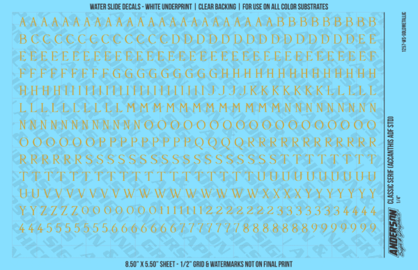 ASG Waterslide Decals - Classic Serif Lettering Numbers 1/4"
