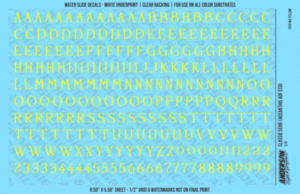 ASG Waterslide Decals - Classic Serif Lettering Numbers 3/8"