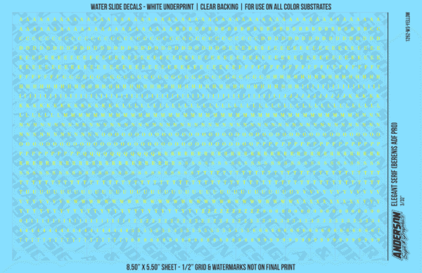 ASG Waterslide Decals - Elegant Serif Lettering Numbers 3/32"