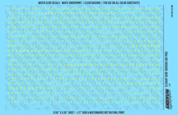 ASG Waterslide Decals - Elegant Serif Lettering Numbers 1/8"