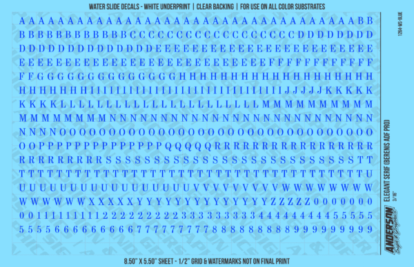 ASG Waterslide Decals - Elegant Serif Lettering Numbers 3/16"