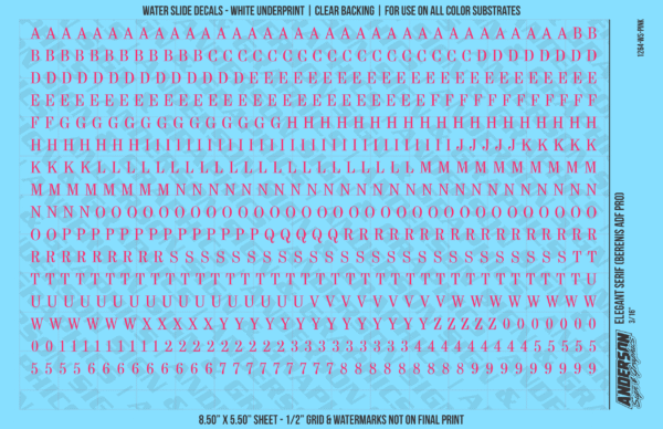 ASG Waterslide Decals - Elegant Serif Lettering Numbers 3/16"