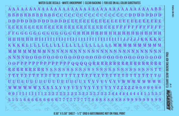 ASG Waterslide Decals - Elegant Serif Lettering Numbers 3/16"